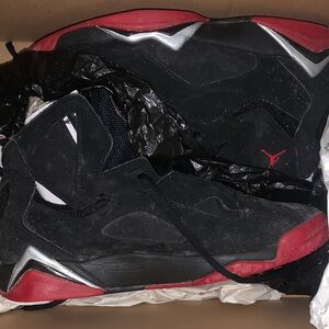 Jordan Men's Black and Red Sneakers with Silver Accents